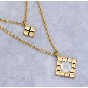 18 inch, Vintage Gold Ton Diamond Multi Strand Necklace | CE1